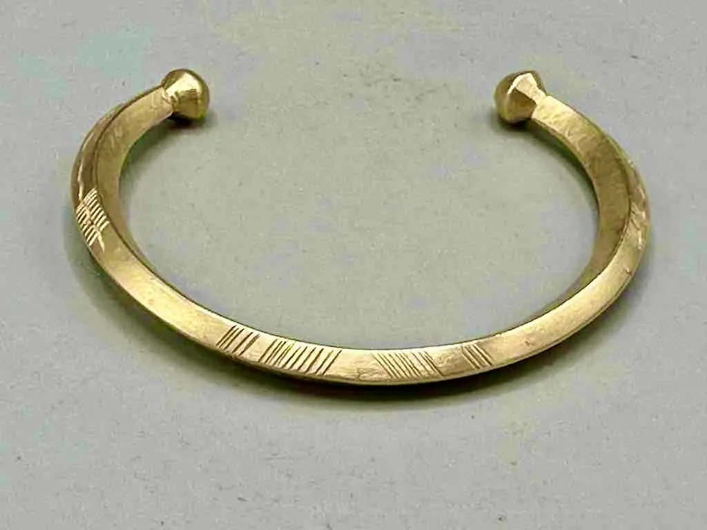 Tuareg Etched Solid Brass Bracelet - 2 Versions