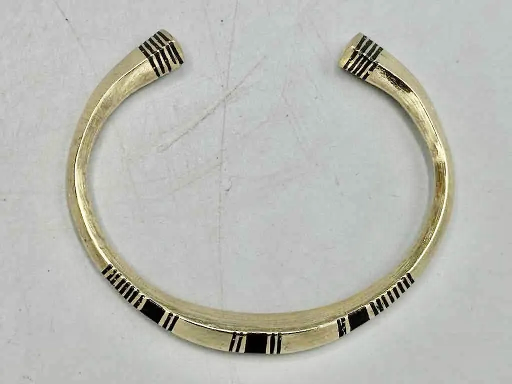 Tuareg Triple Bar Multiple Stripe Inlay Squared Coin Silver Bracelet