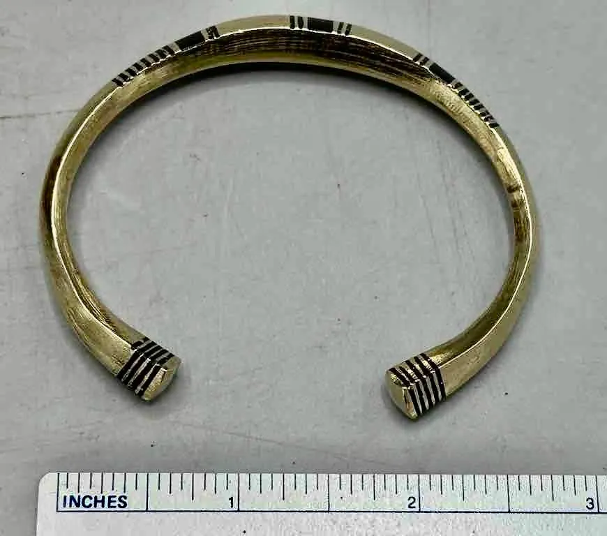 Tuareg Triple Bar Multiple Stripe Inlay Squared Coin Silver Bracelet