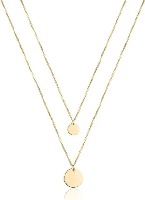 Turandoss Dainty Layered Choker Necklace, Handmade 14K Gold Plated Y Pendant Necklace Multilayer Bar Disc Necklace Adjustable Layering Choker Necklaces for Women
