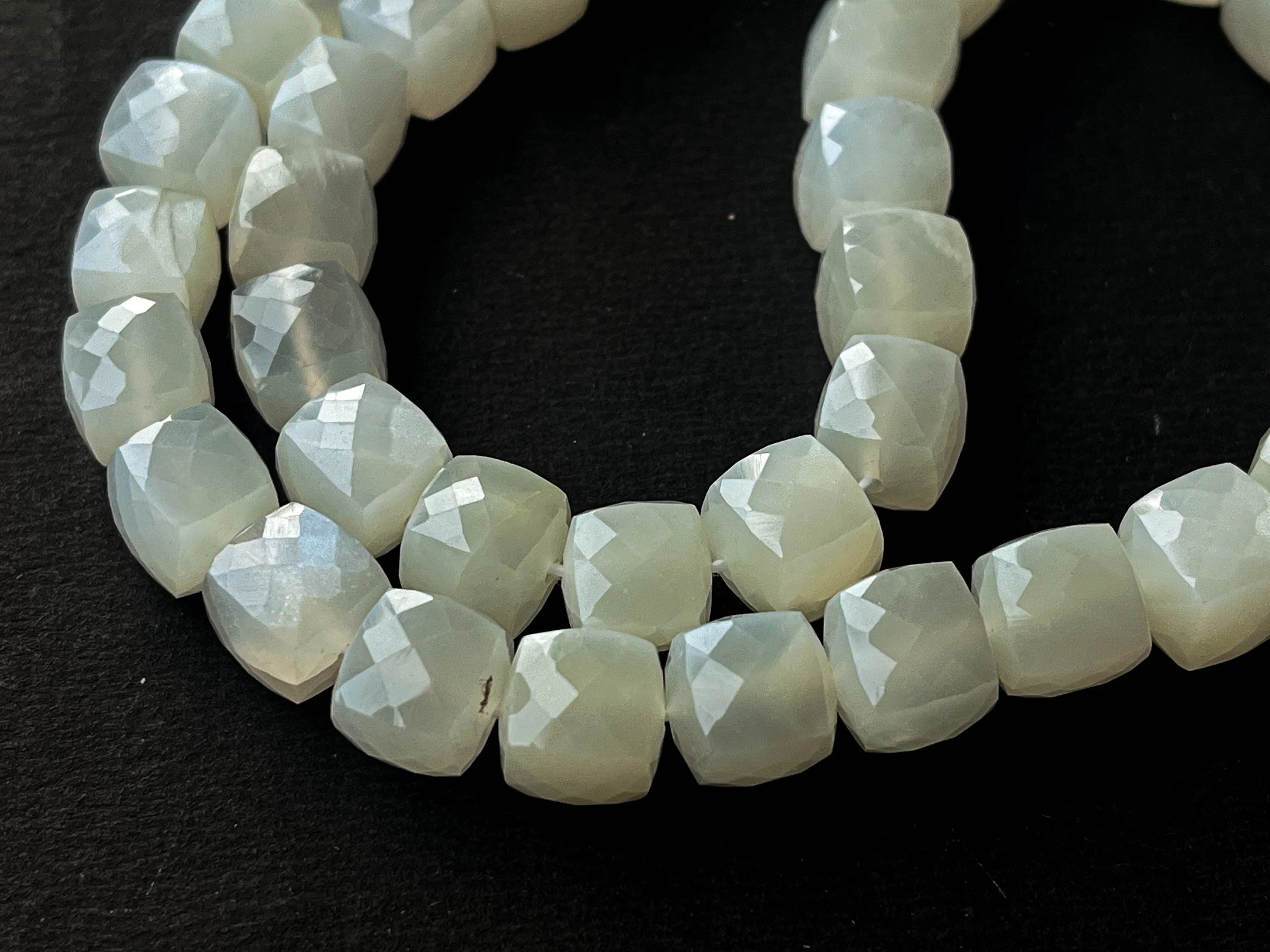 White Moonstone Cube shape faceted beads