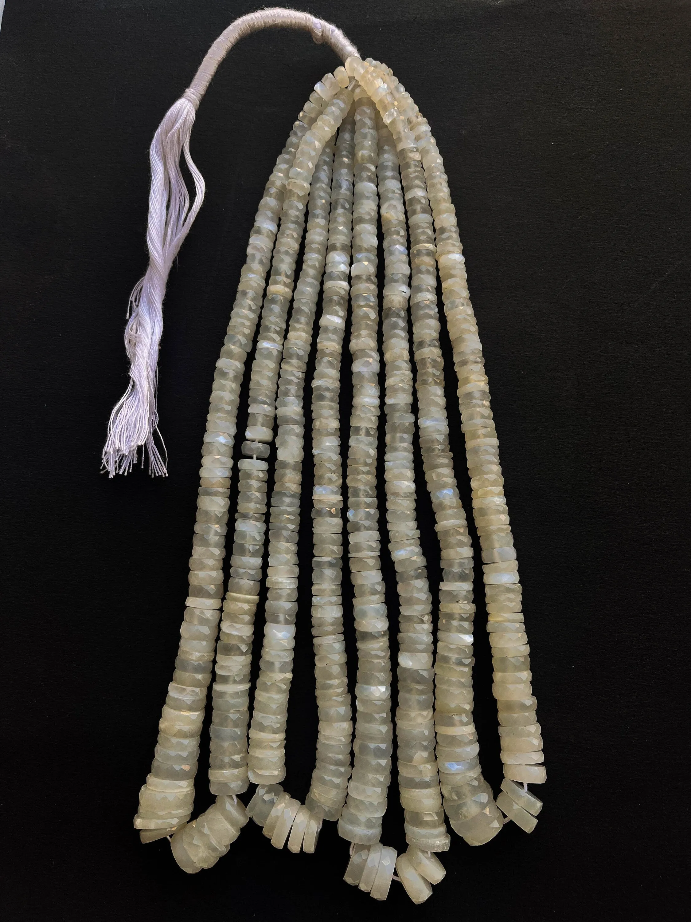 White Moonstone Faceted Heishi Shape Beads