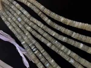 White Moonstone Faceted Heishi Shape Beads