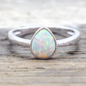 White Opal Rain Drop Ring